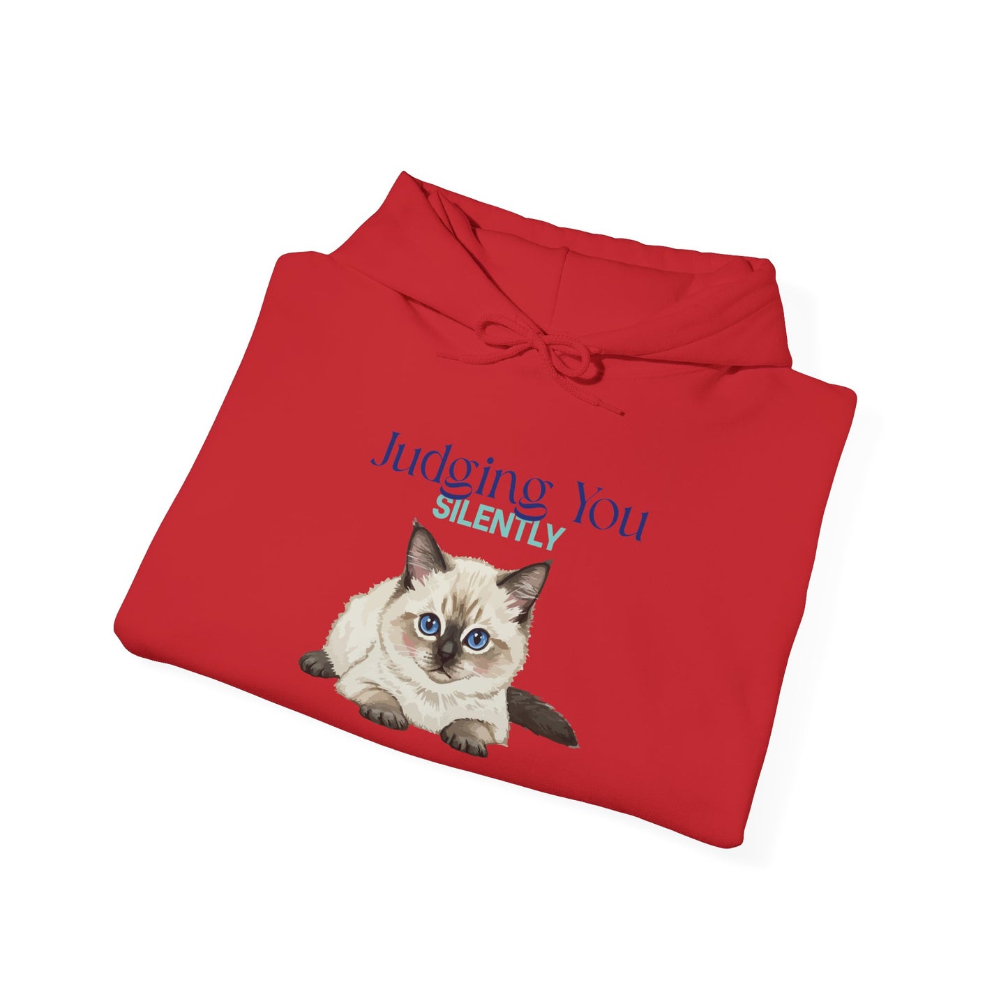 Cat Hoodie – "Judging You Silently" Cute Grumpy Kitten Graphic Hoodie