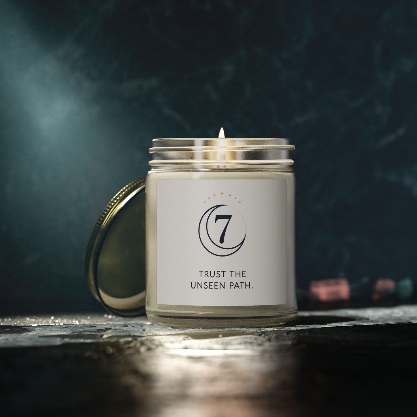 Coconut Apricot Scented Candle (4oz/9oz) — 'Trust the Unseen Path' Aromatherapy Jar