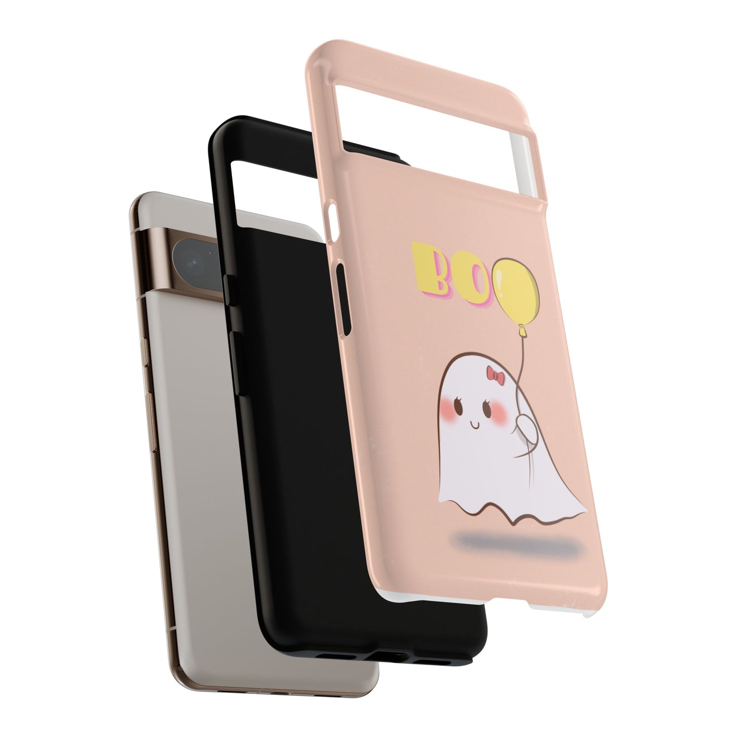 Cute Ghost 'Boo' Phone Case – Pink Balloon Protective Case