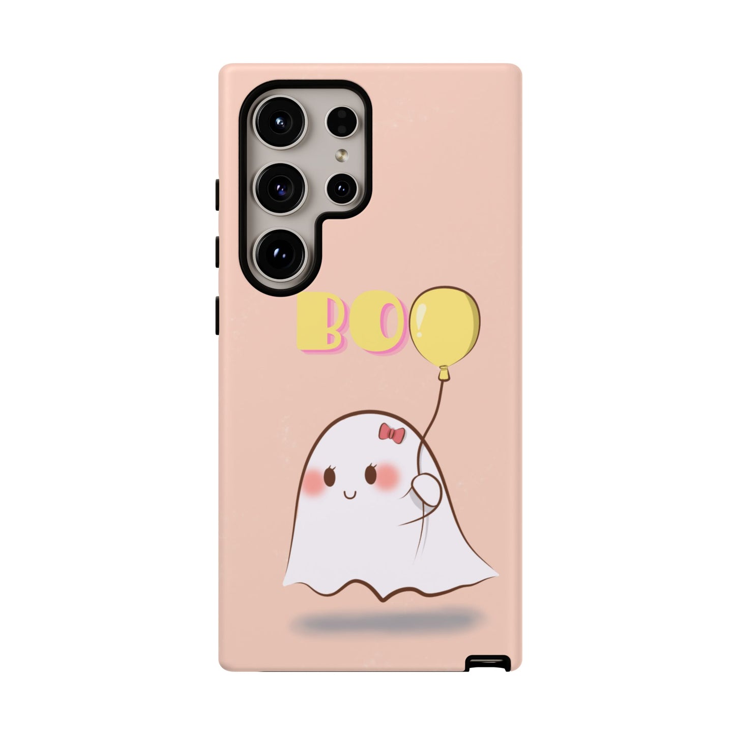 Cute Ghost 'Boo' Phone Case – Pink Balloon Protective Case