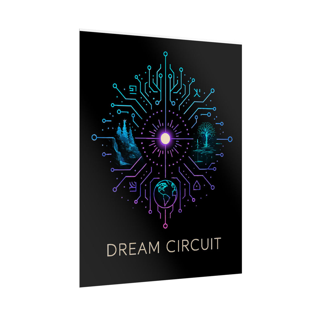 Cyberpunk Art Print, Dream Circuit Poster, Tech Aesthetic Wall Decor, Unique Gift for Tech Lovers, Modern Home Art
