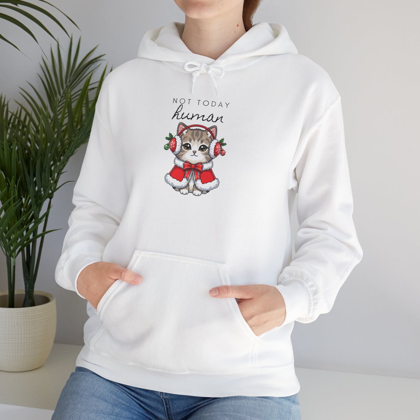 Cute Kitten in Santa Outfit Hoodie - "Tis the Season to Be Kawaii" Christmas Sweatshirt