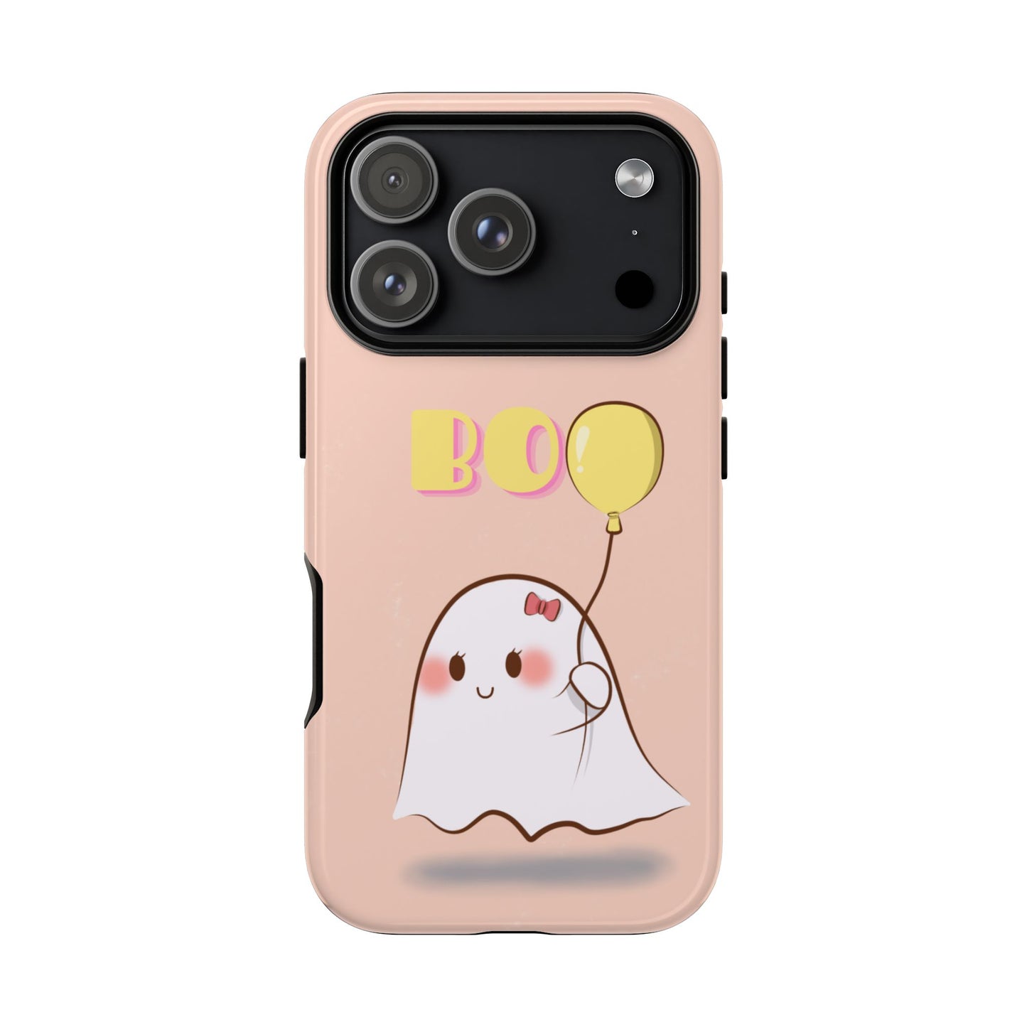 Cute Ghost 'Boo' Phone Case – Pink Balloon Protective Case