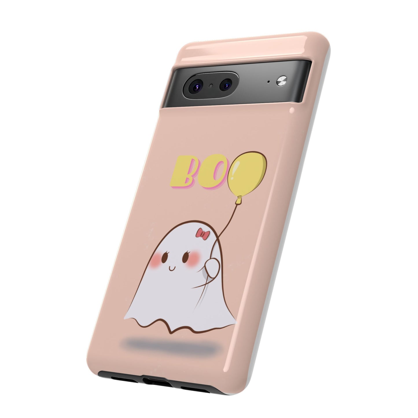 Cute Ghost 'Boo' Phone Case – Pink Balloon Protective Case