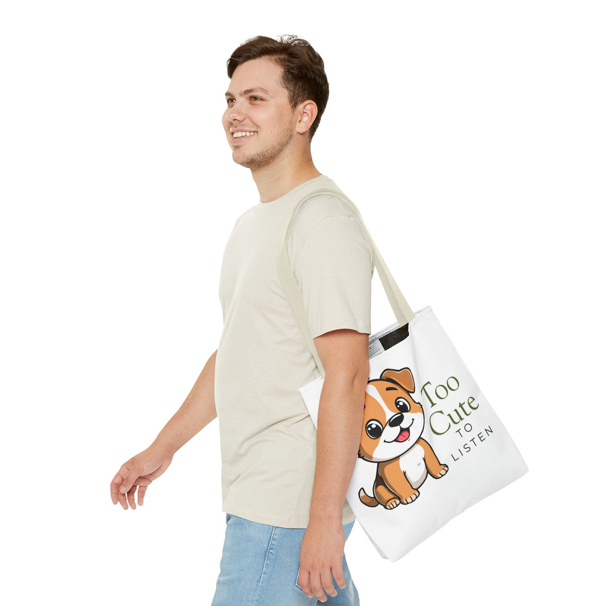 "Too Cute to Listen" Puppy Tote Bag