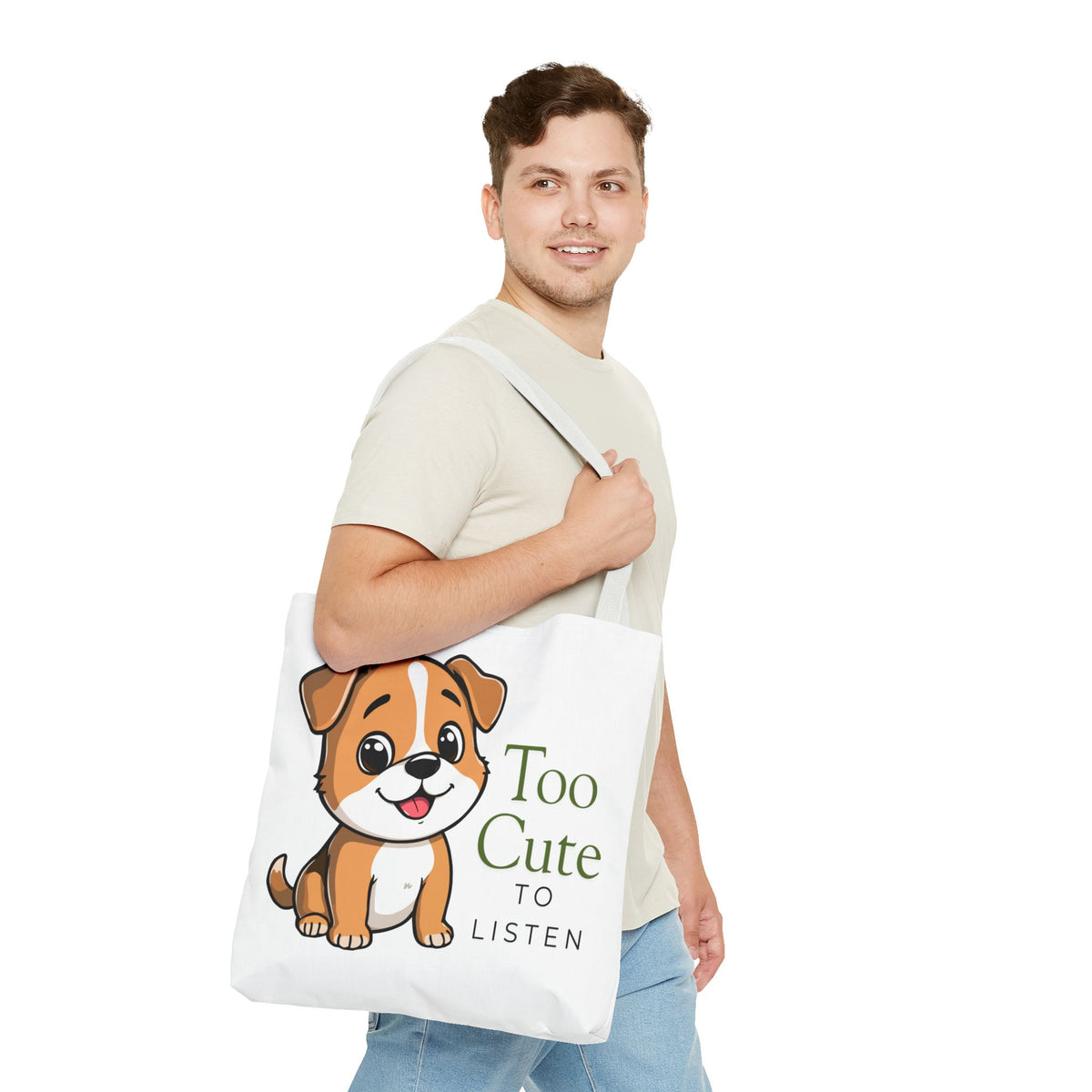 "Too Cute to Listen" Puppy Tote Bag