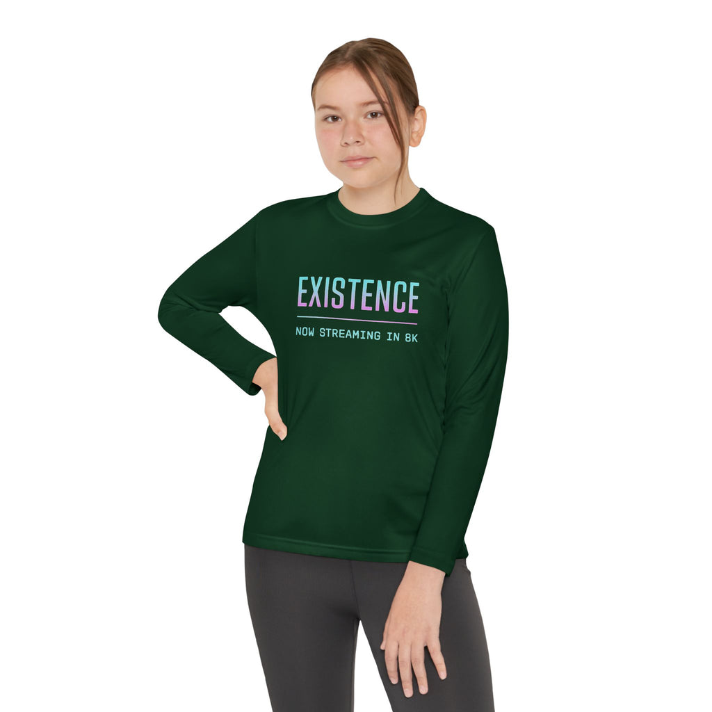 Youth Motivational Long Sleeve Tee - Vibrant Orange "Existence, How Striving Defines Me", Gift for Kids, Sportswear, Everyday Wear, [...]