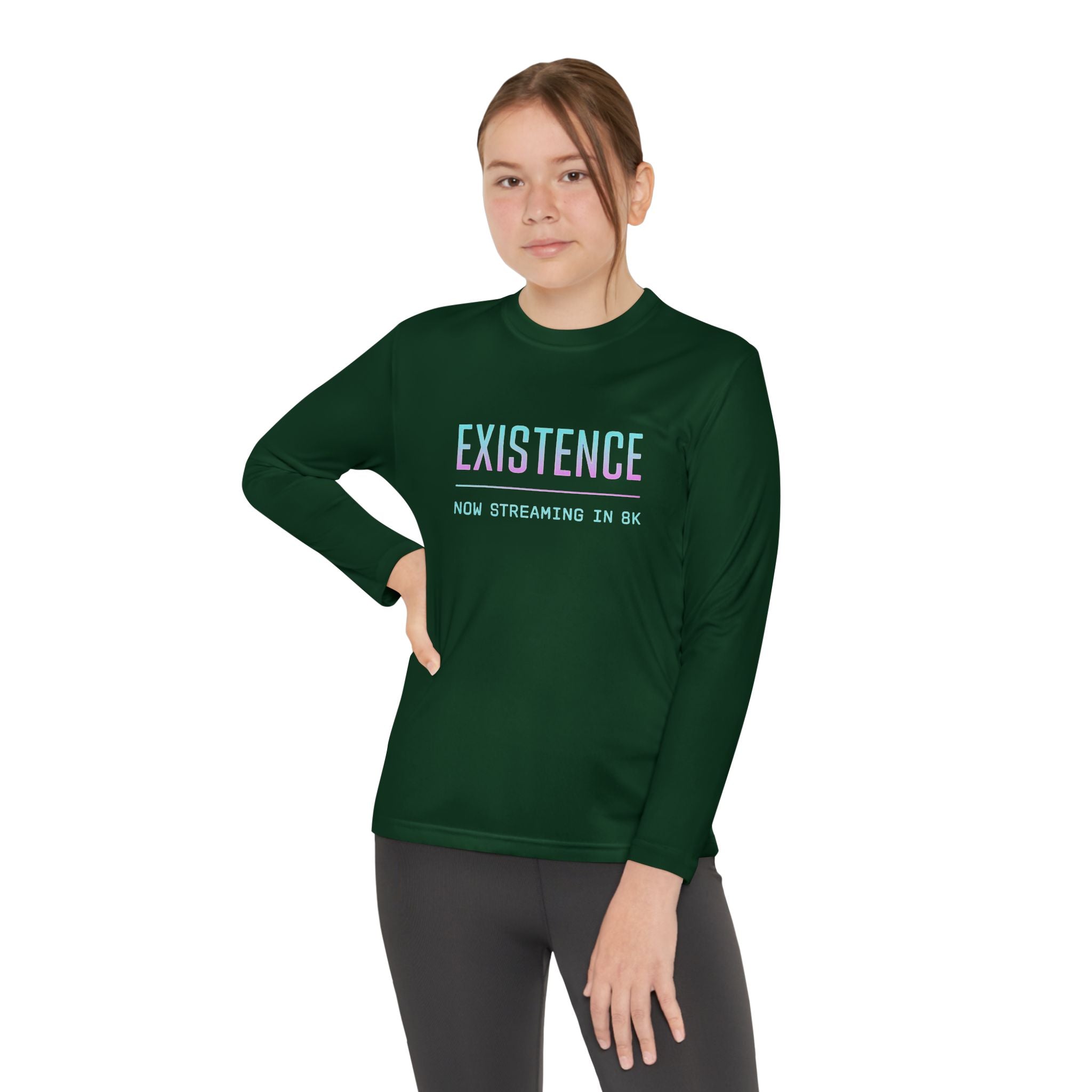 Youth Motivational Long Sleeve Tee - Vibrant Orange "Existence, How Striving Defines Me", Gift for Kids, Sportswear, Everyday Wear, [...]