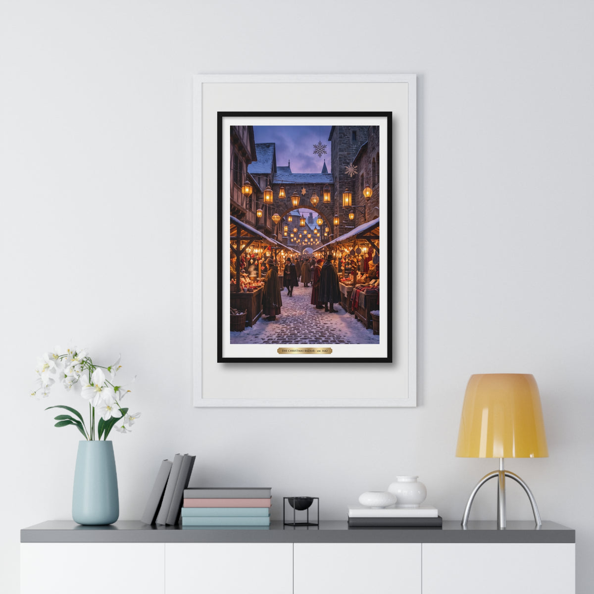 Enchanted Winter Christmas Market Framed Poster