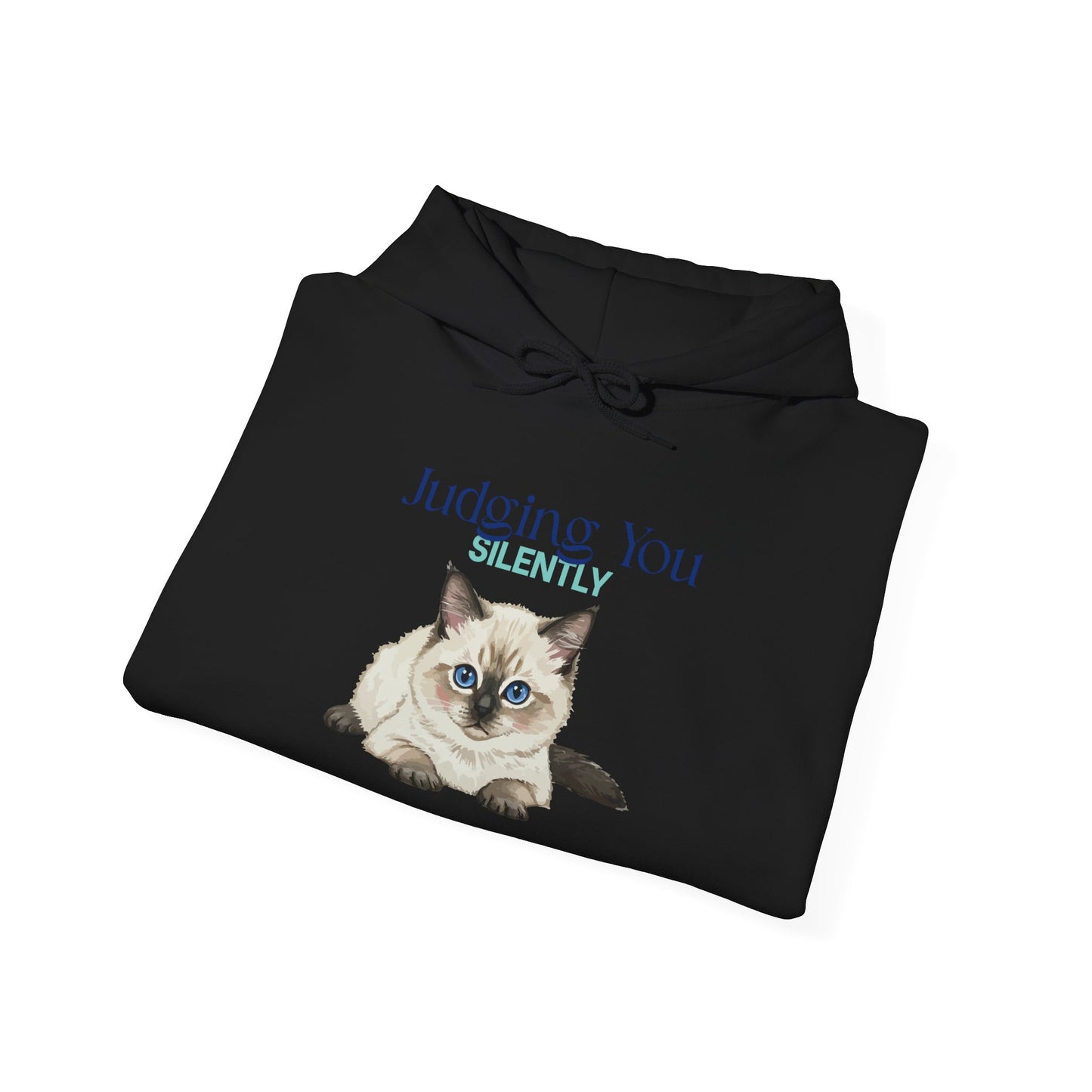 Cat Hoodie – "Judging You Silently" Cute Grumpy Kitten Graphic Hoodie