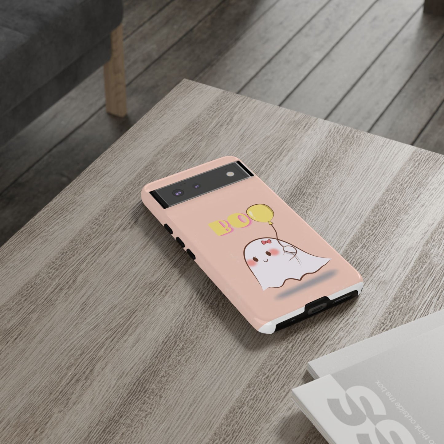 Cute Ghost 'Boo' Phone Case – Pink Balloon Protective Case