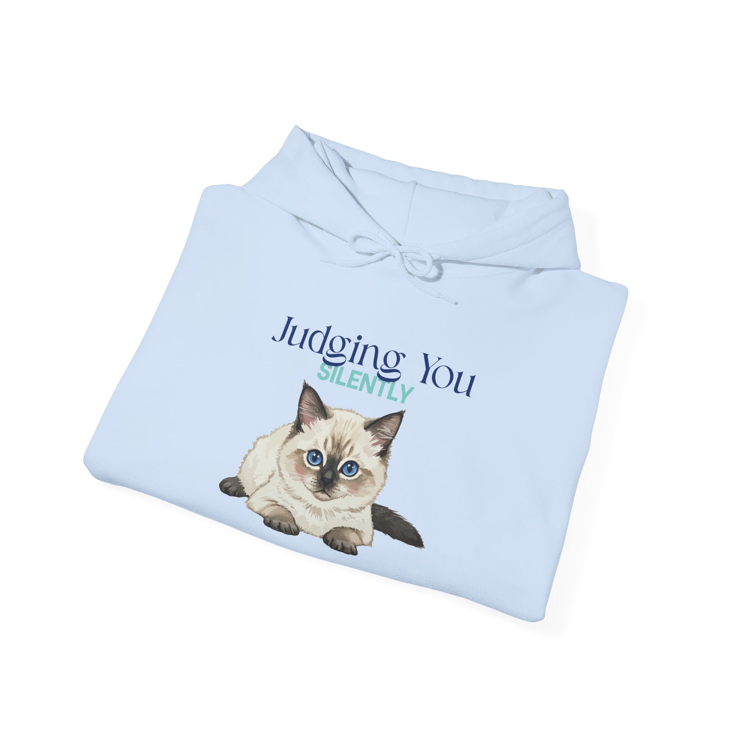 Cat Hoodie – "Judging You Silently" Cute Grumpy Kitten Graphic Hoodie