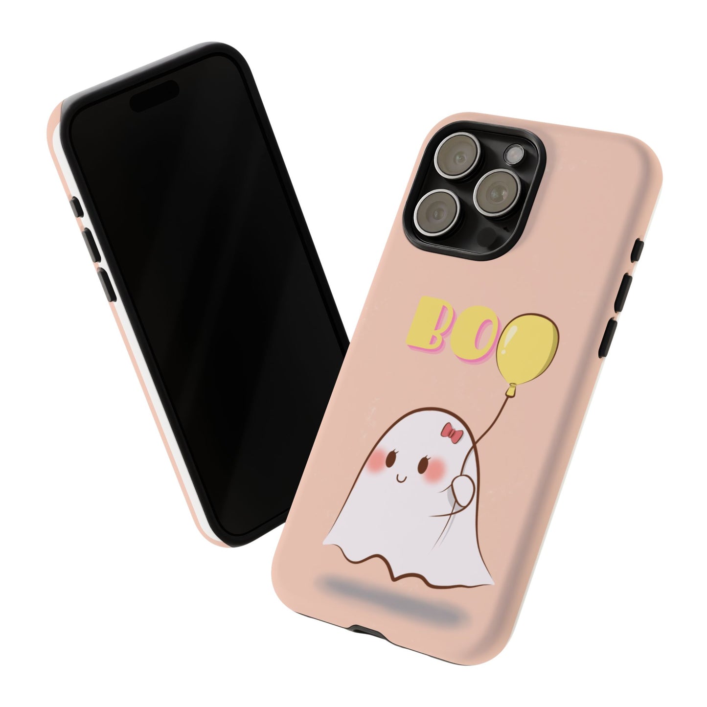 Cute Ghost 'Boo' Phone Case – Pink Balloon Protective Case
