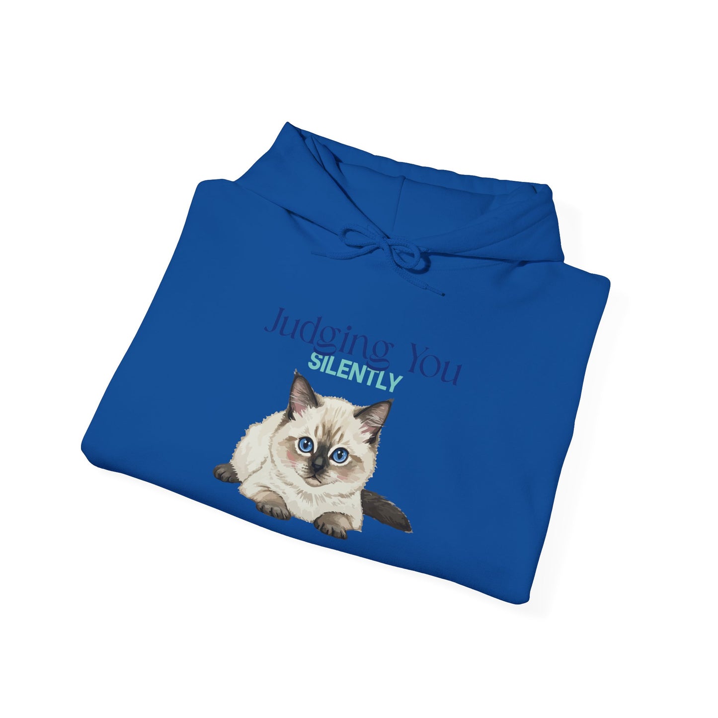 Cat Hoodie – "Judging You Silently" Cute Grumpy Kitten Graphic Hoodie