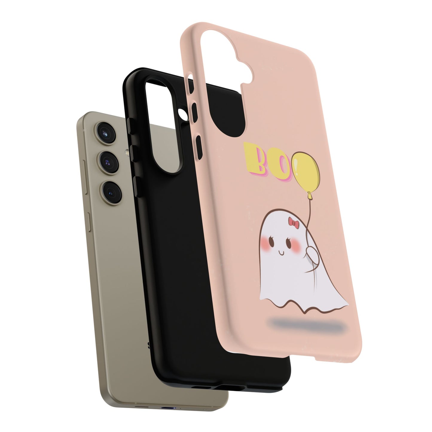 Cute Ghost 'Boo' Phone Case – Pink Balloon Protective Case