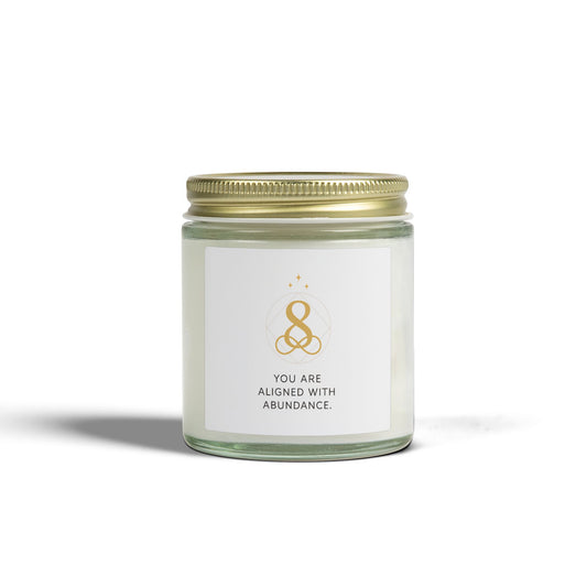 Scented Candle — Coconut Apricot Wax (4oz & 9oz) | "You Are Aligned With Abundance"