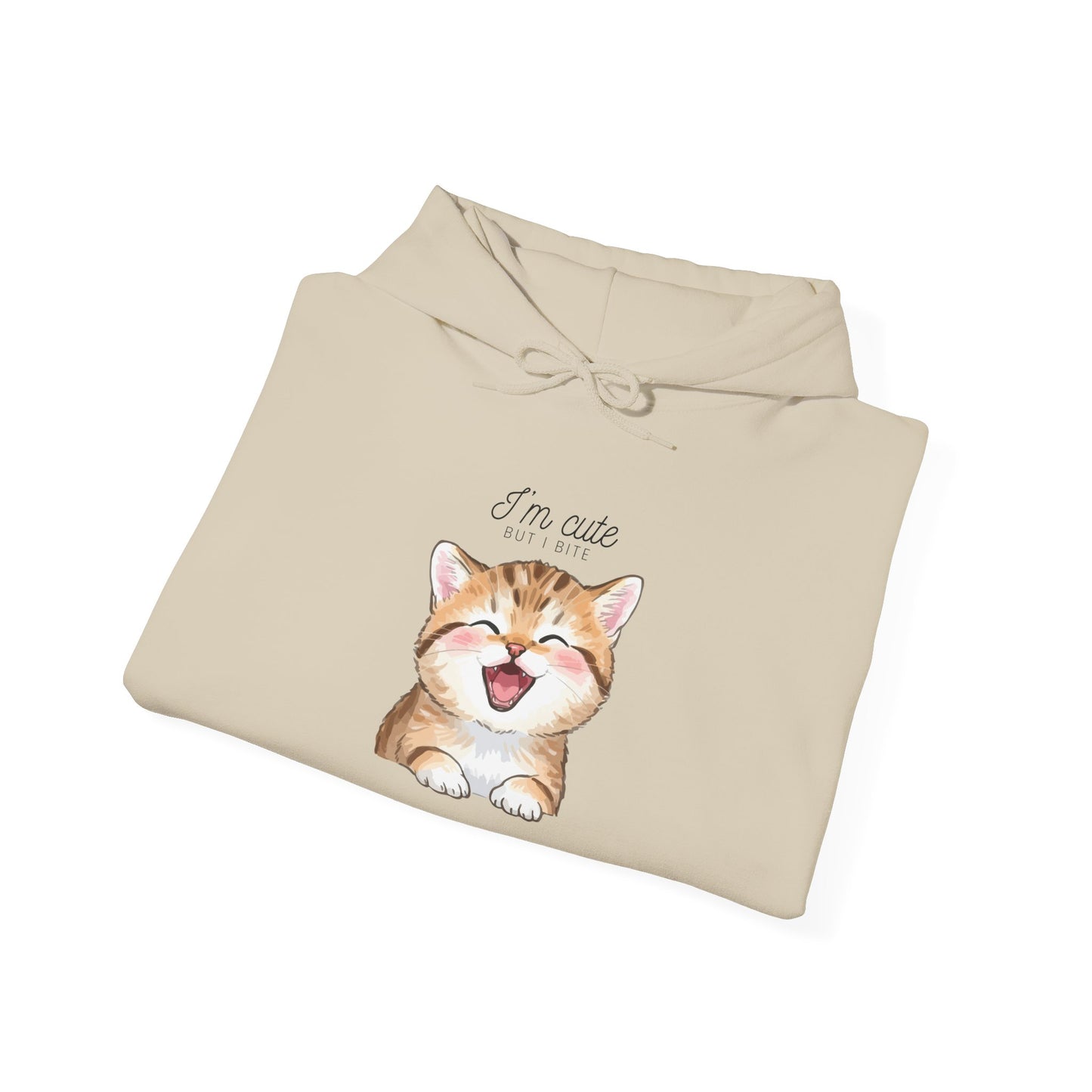 Cute Smiling Kitten Hoodie – “I’m Cute” Cat Graphic Sweatshirt