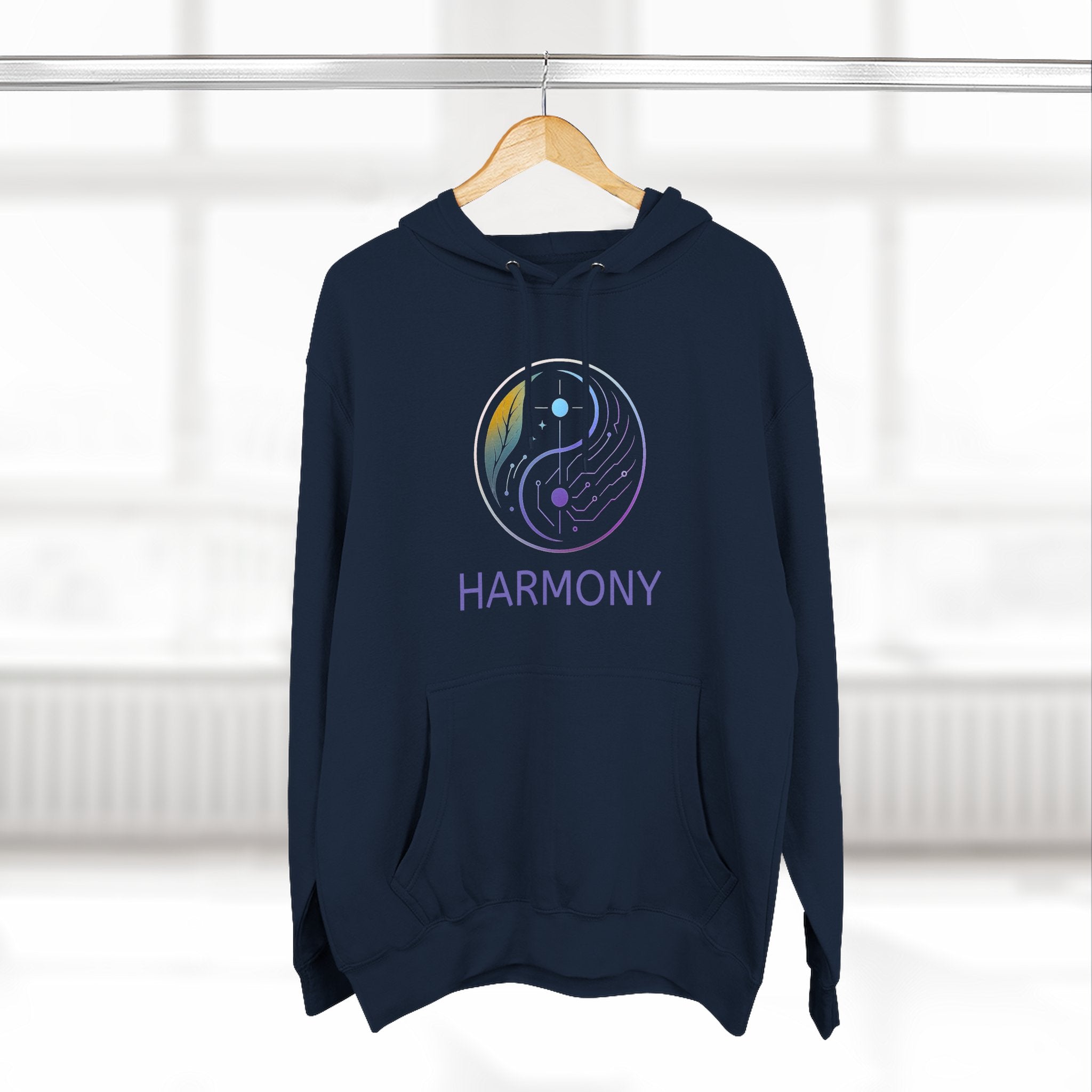 Harmony Three-Panel Fleece Hoodie, Comfortable Hoodie, Cozy Sweatshirt, Casual Wear, Gift for Friends, Energetic Design