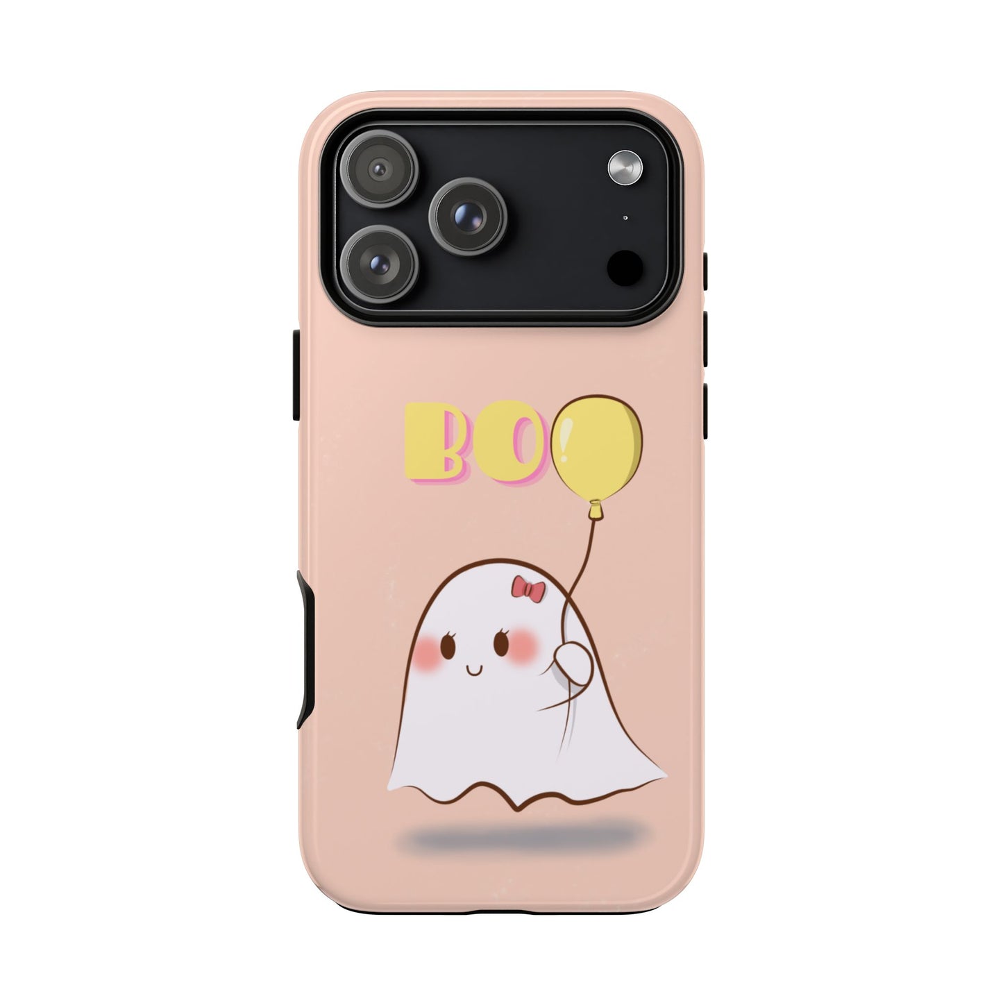 Cute Ghost 'Boo' Phone Case – Pink Balloon Protective Case