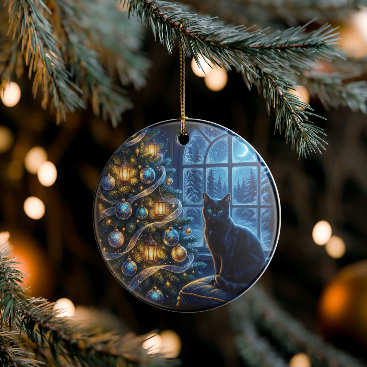 Black Cat Christmas Ornament