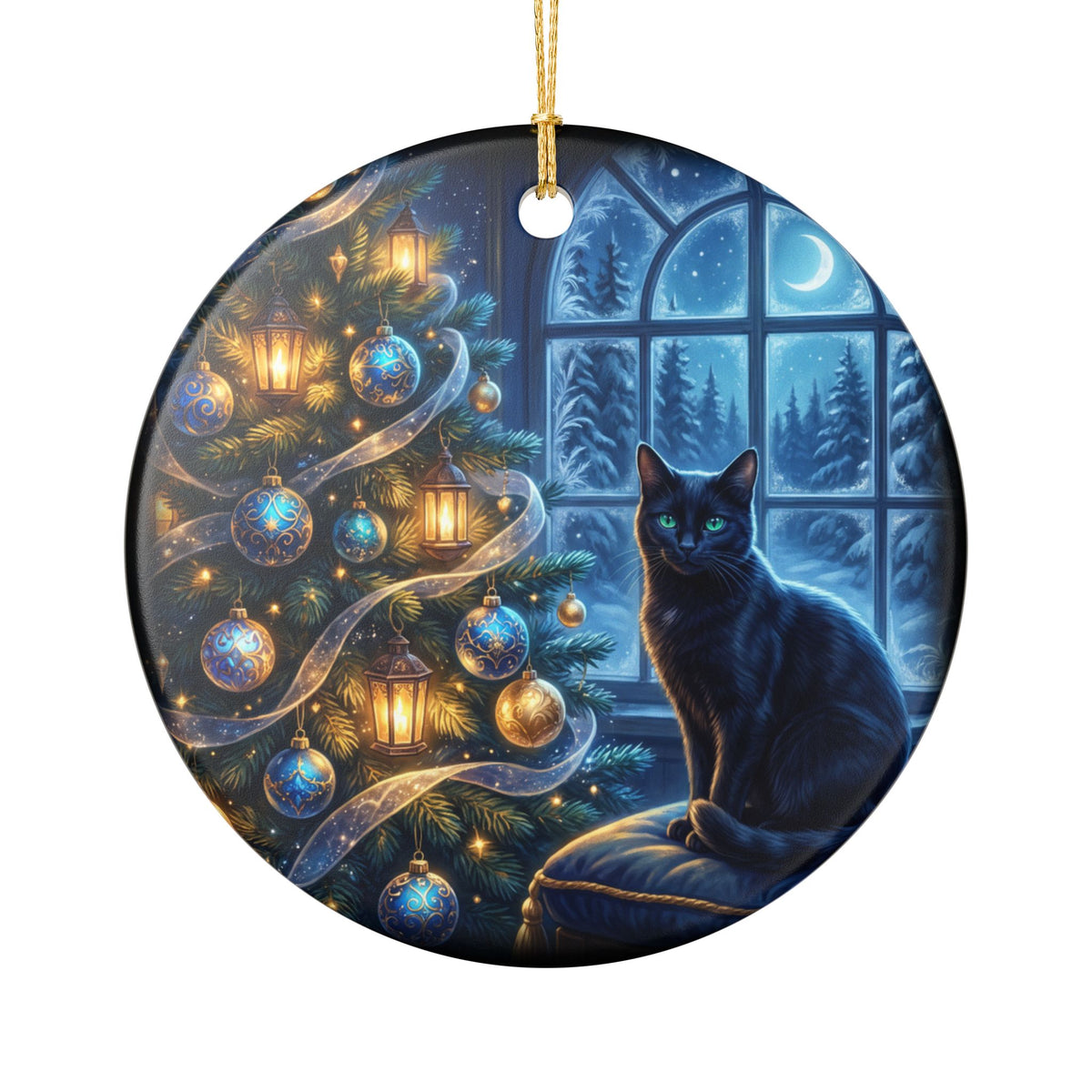Black Cat Christmas Ornament