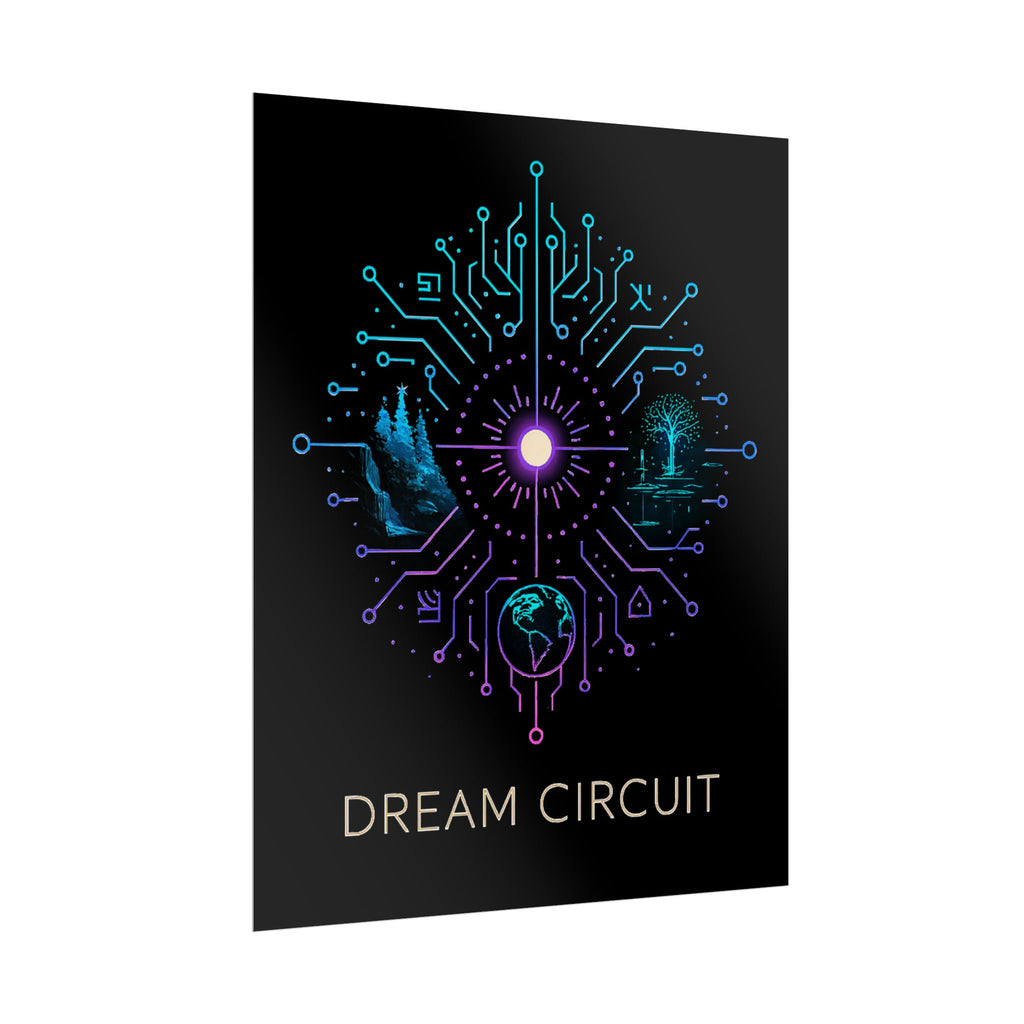 Cyberpunk Art Print, Dream Circuit Poster, Tech Aesthetic Wall Decor, Unique Gift for Tech Lovers, Modern Home Art