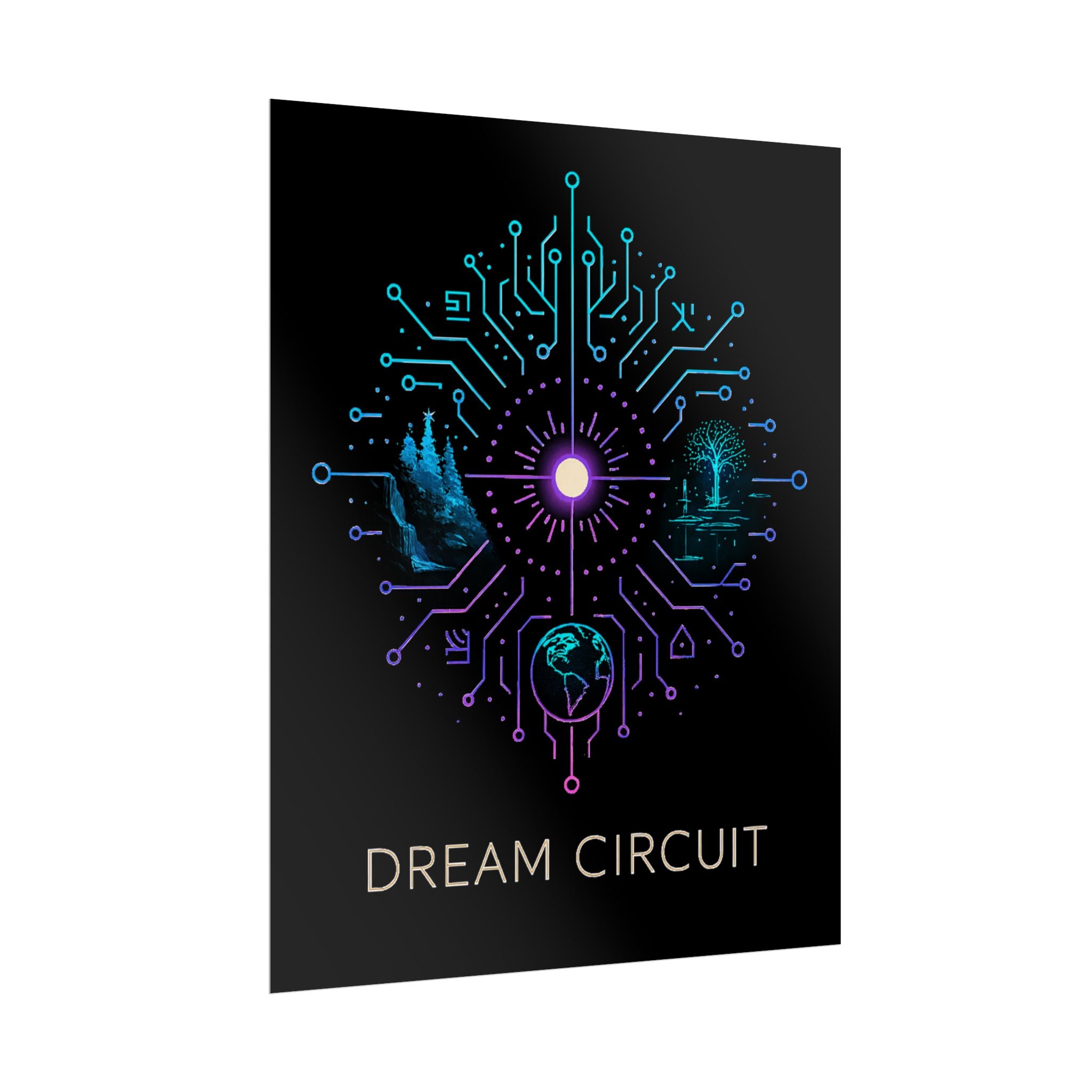 Cyberpunk Art Print, Dream Circuit Poster, Tech Aesthetic Wall Decor, Unique Gift for Tech Lovers, Modern Home Art