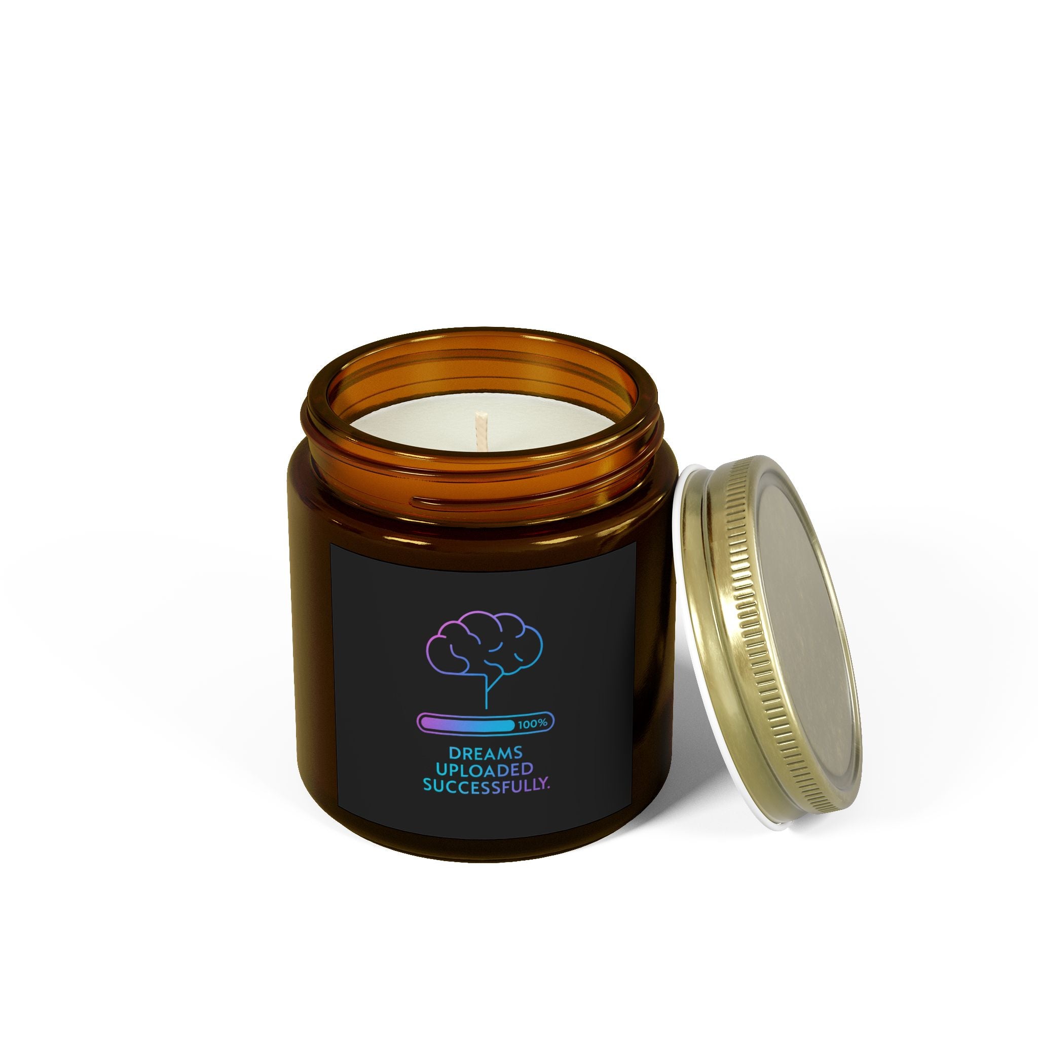 Dreams Uploaded Candle - Scented Coconut Apricot Wax (4oz, 9oz) - Motivational Gift for Relaxation, Home Decor, Self-Care, Inspiration