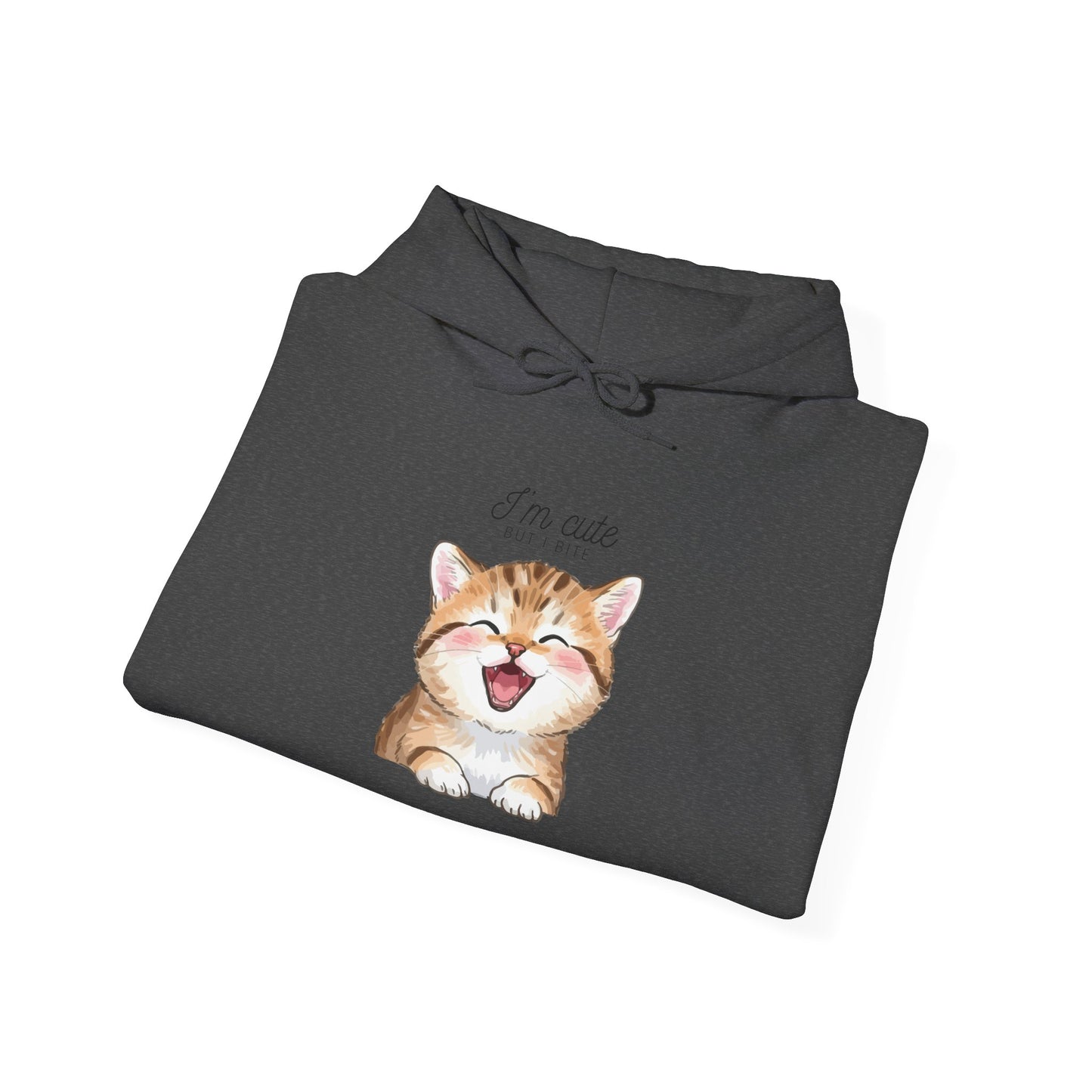 Cute Smiling Kitten Hoodie – “I’m Cute” Cat Graphic Sweatshirt