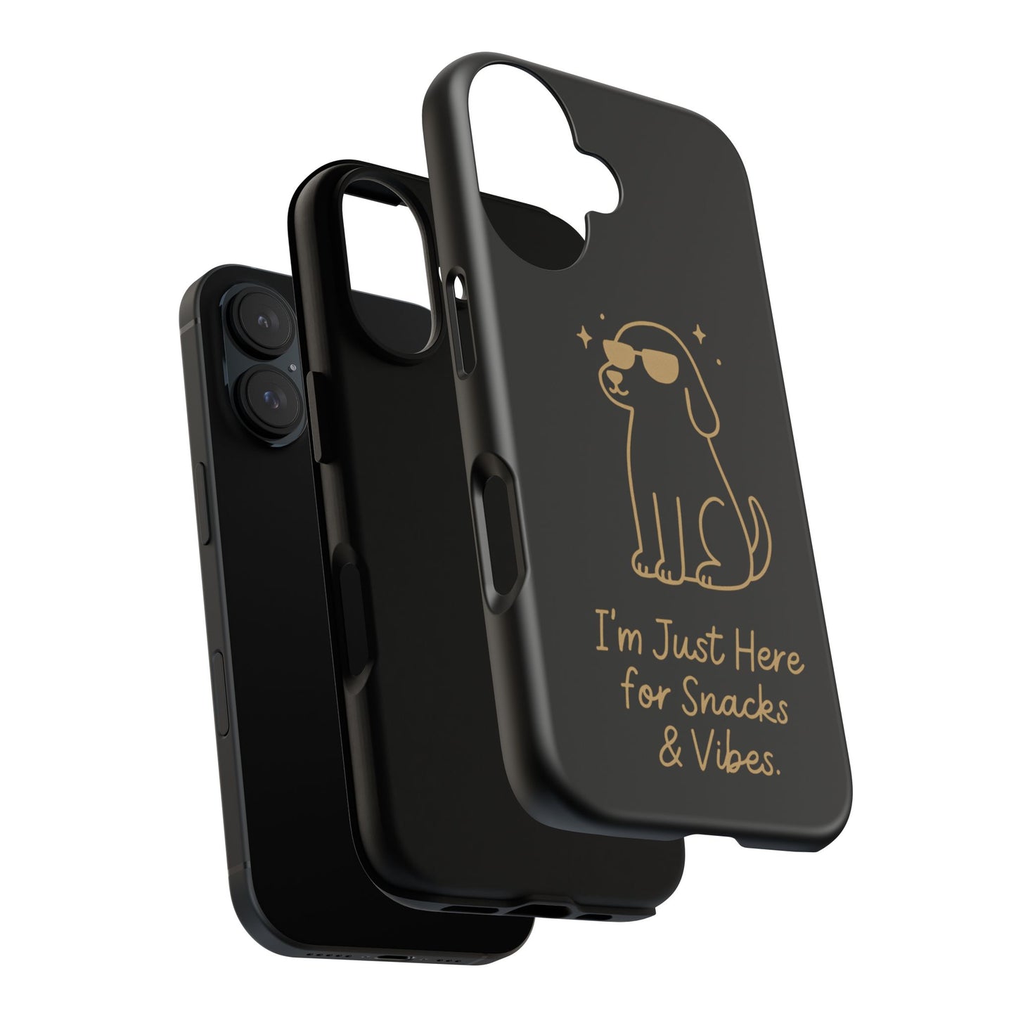 Phone Case — "I’m Just Here for Snacks & Vibes" Cute Dog Design