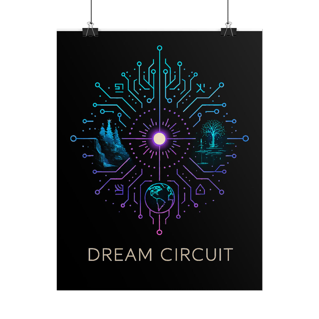 Cyberpunk Art Print, Dream Circuit Poster, Tech Aesthetic Wall Decor, Unique Gift for Tech Lovers, Modern Home Art