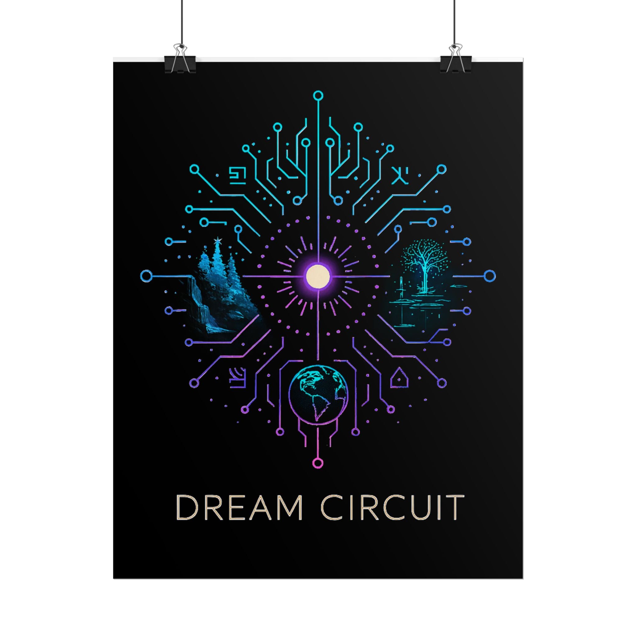Cyberpunk Art Print, Dream Circuit Poster, Tech Aesthetic Wall Decor, Unique Gift for Tech Lovers, Modern Home Art