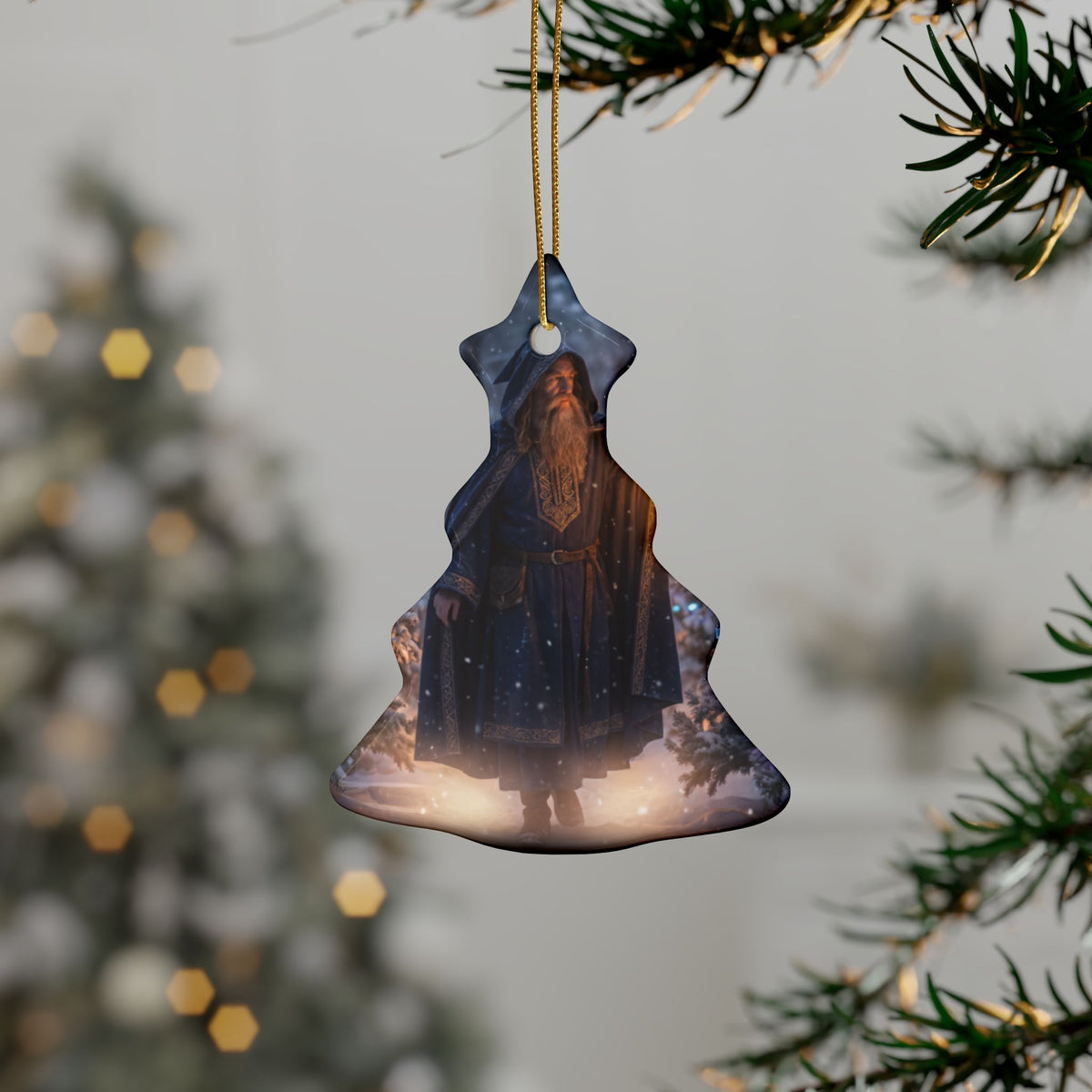 Wizard in Snowy Forest Fantasy Christmas Decor