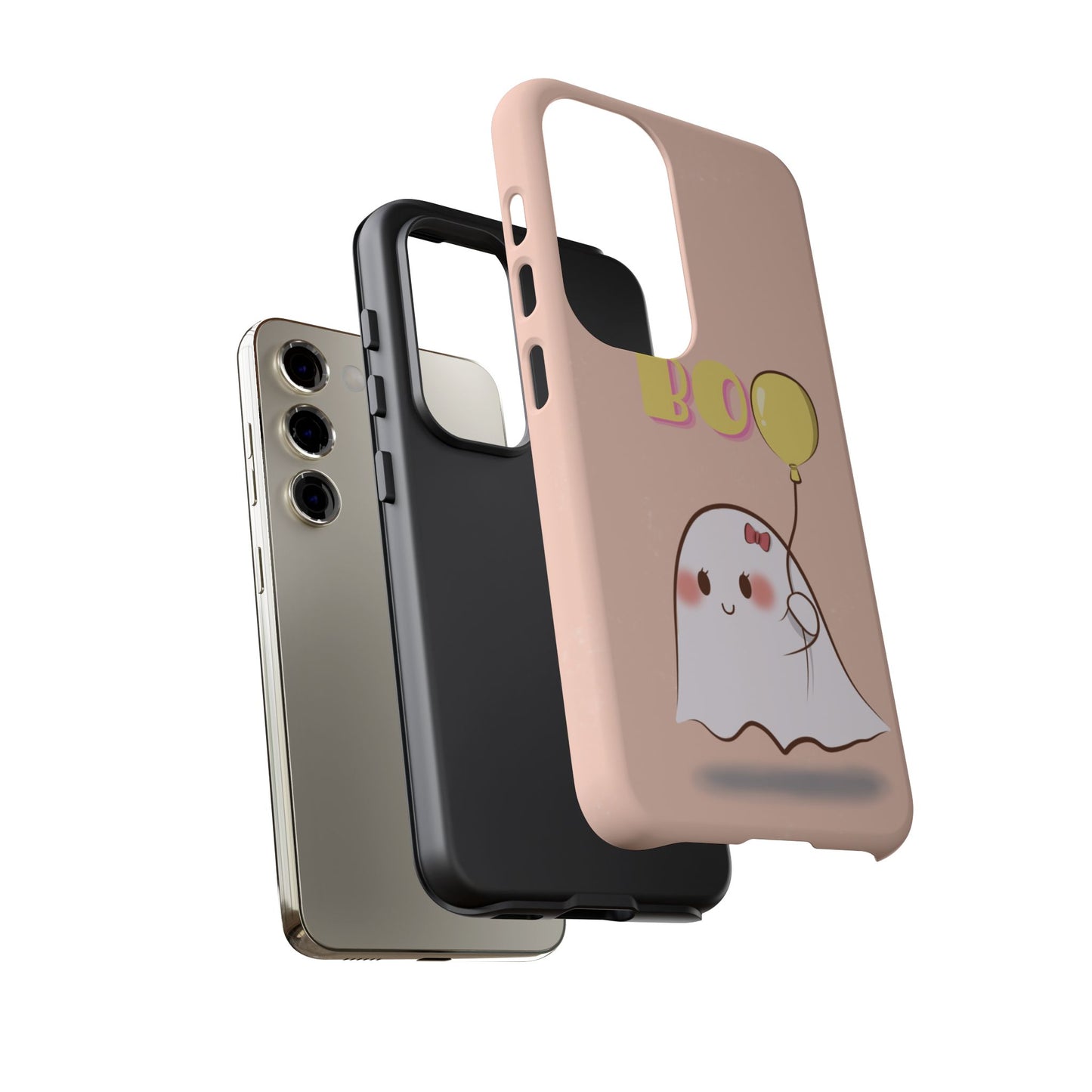 Cute Ghost 'Boo' Phone Case – Pink Balloon Protective Case