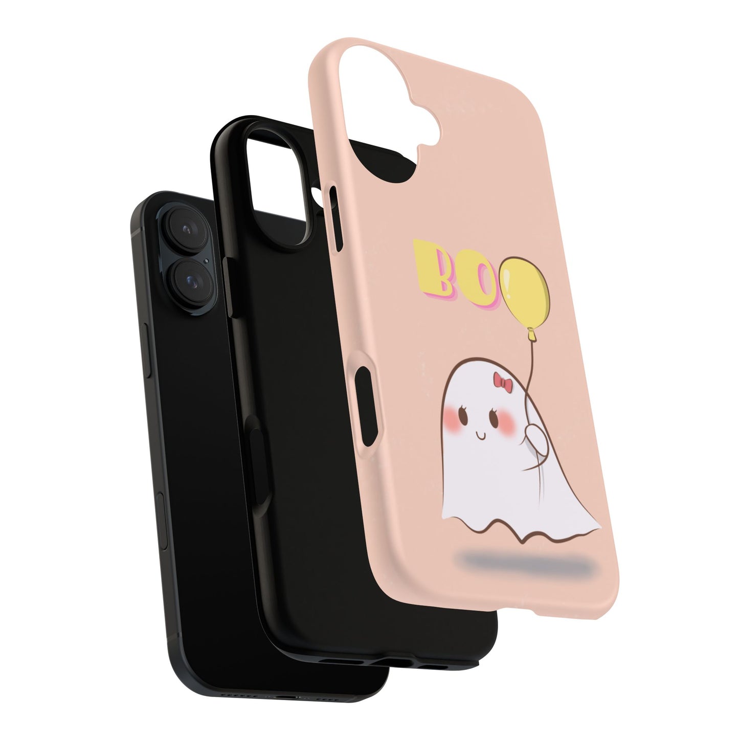 Cute Ghost 'Boo' Phone Case – Pink Balloon Protective Case