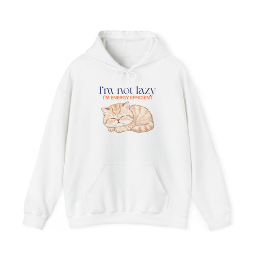 Cat Energy Efficient Hoodie – "I'm Not Lazy, I'm Energy Efficient" Cute Sleeping Cat Sweatshirt