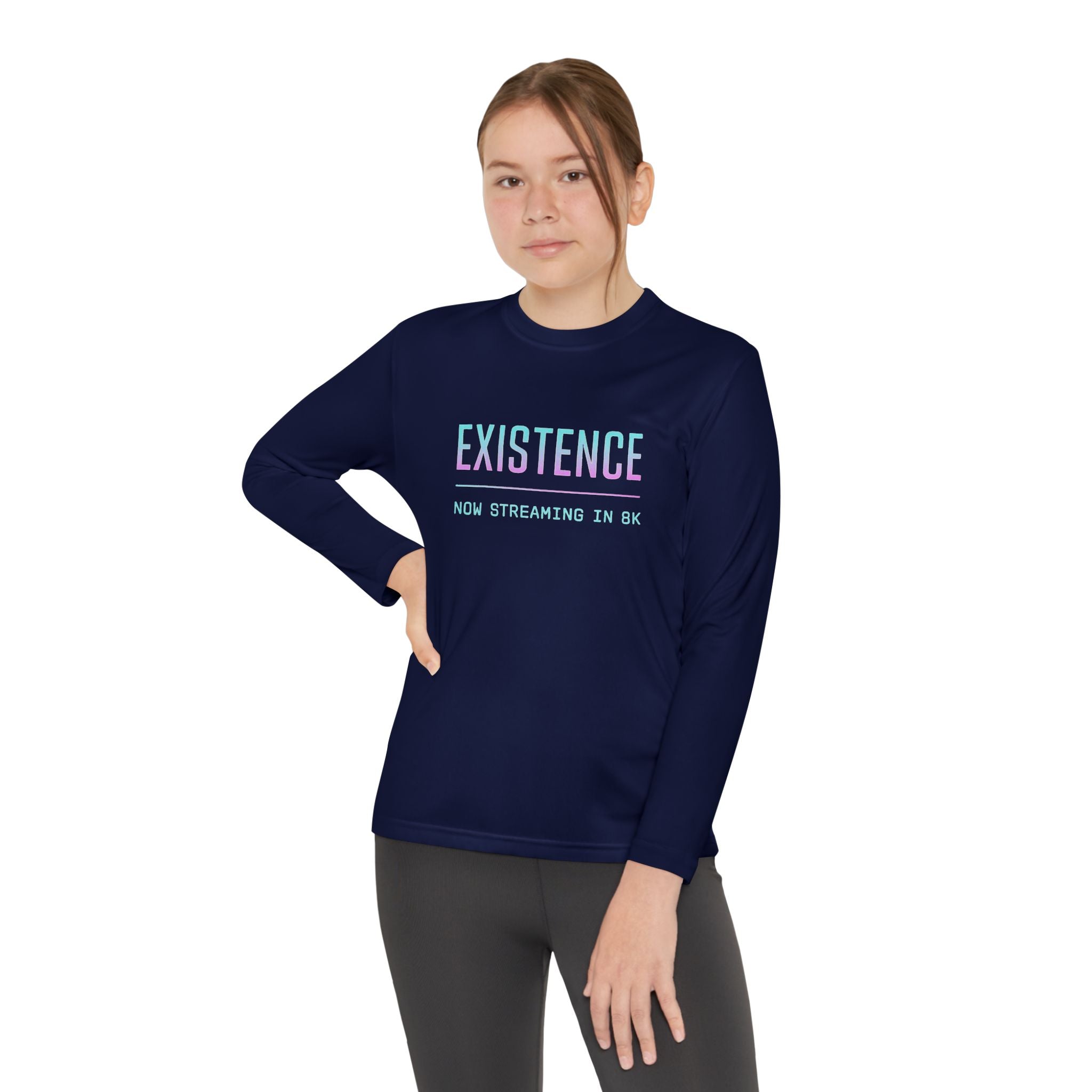 Youth Motivational Long Sleeve Tee - Vibrant Orange "Existence, How Striving Defines Me", Gift for Kids, Sportswear, Everyday Wear, [...]