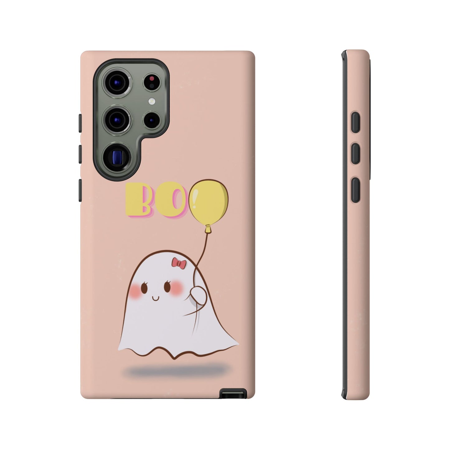 Cute Ghost 'Boo' Phone Case – Pink Balloon Protective Case