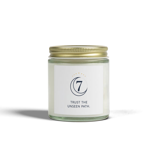 Coconut Apricot Scented Candle (4oz/9oz) — 'Trust the Unseen Path' Aromatherapy Jar