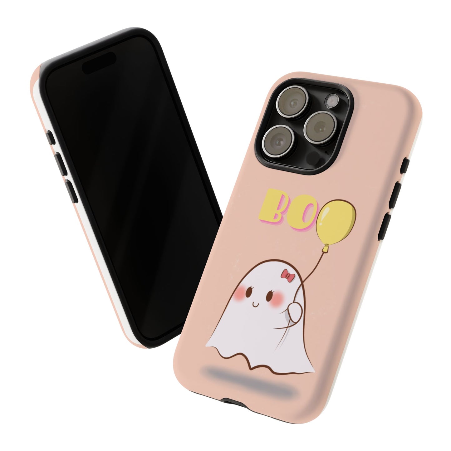 Cute Ghost 'Boo' Phone Case – Pink Balloon Protective Case