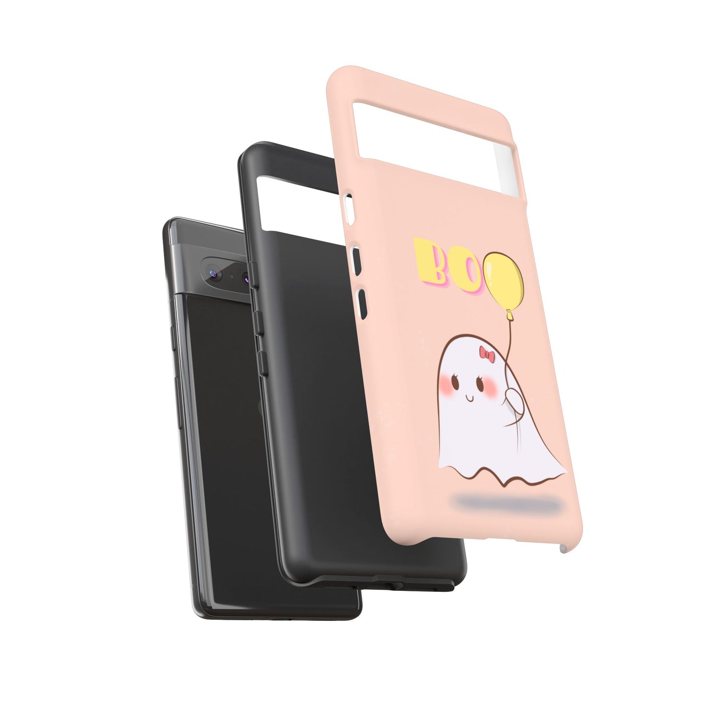 Cute Ghost 'Boo' Phone Case – Pink Balloon Protective Case
