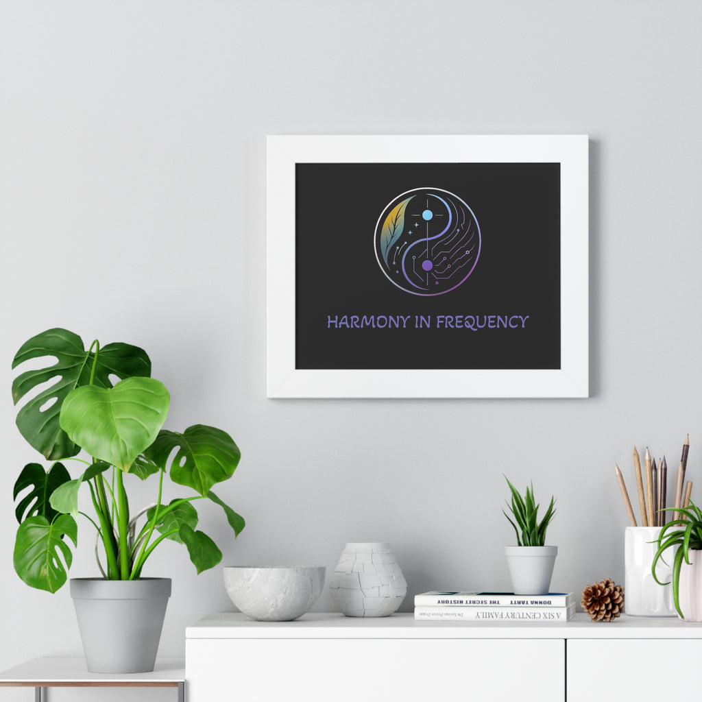 Harmony in Frequency Framed Horizontal Poster, Wall Art for Meditation, Home Decor, Spiritual Gift, Mindfulness Decor, Zen Room Decoration
