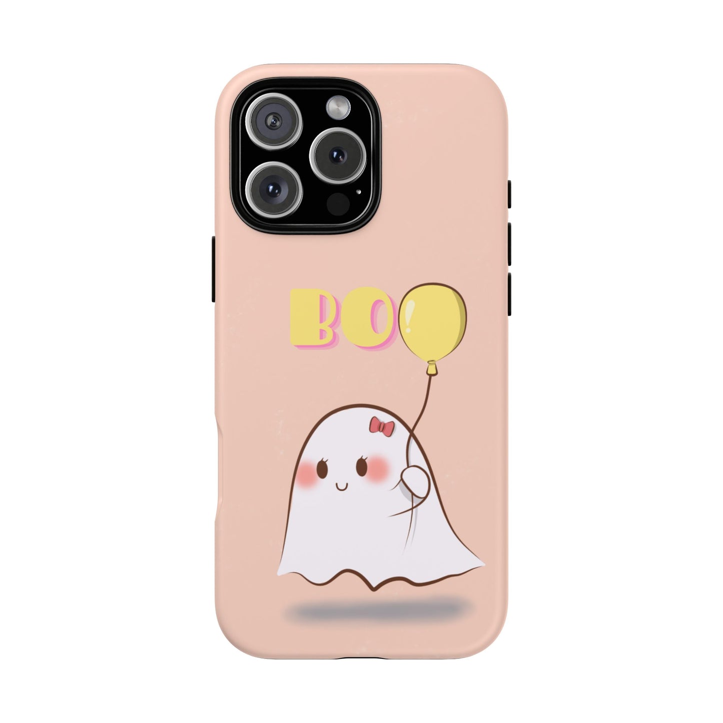 Cute Ghost 'Boo' Phone Case – Pink Balloon Protective Case