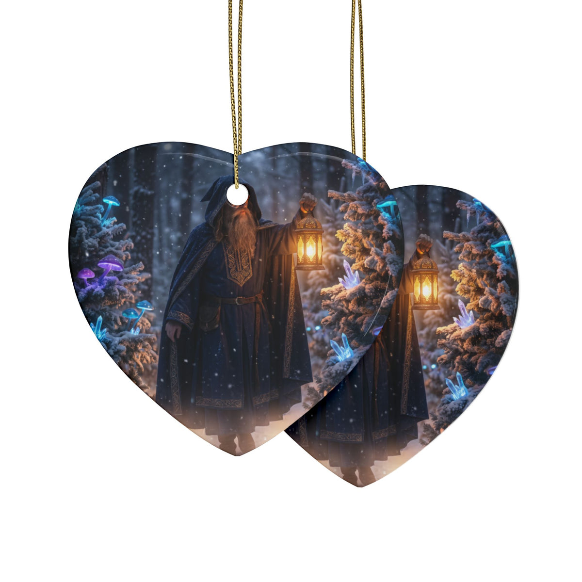 Wizard in Snowy Forest Fantasy Christmas Decor