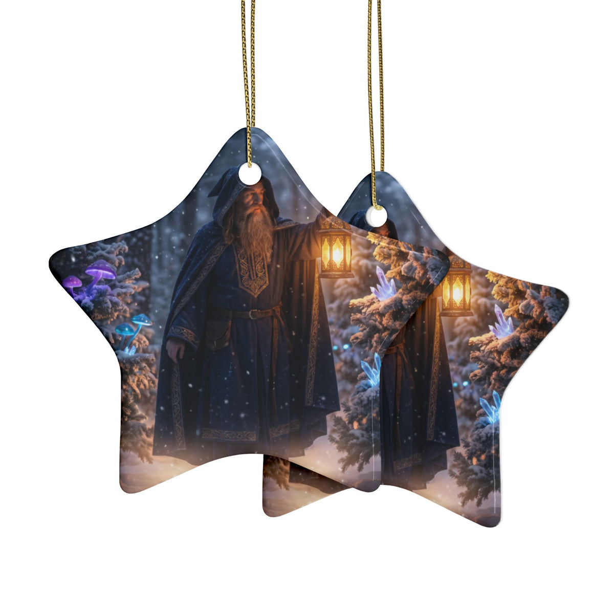 Wizard in Snowy Forest Fantasy Christmas Decor