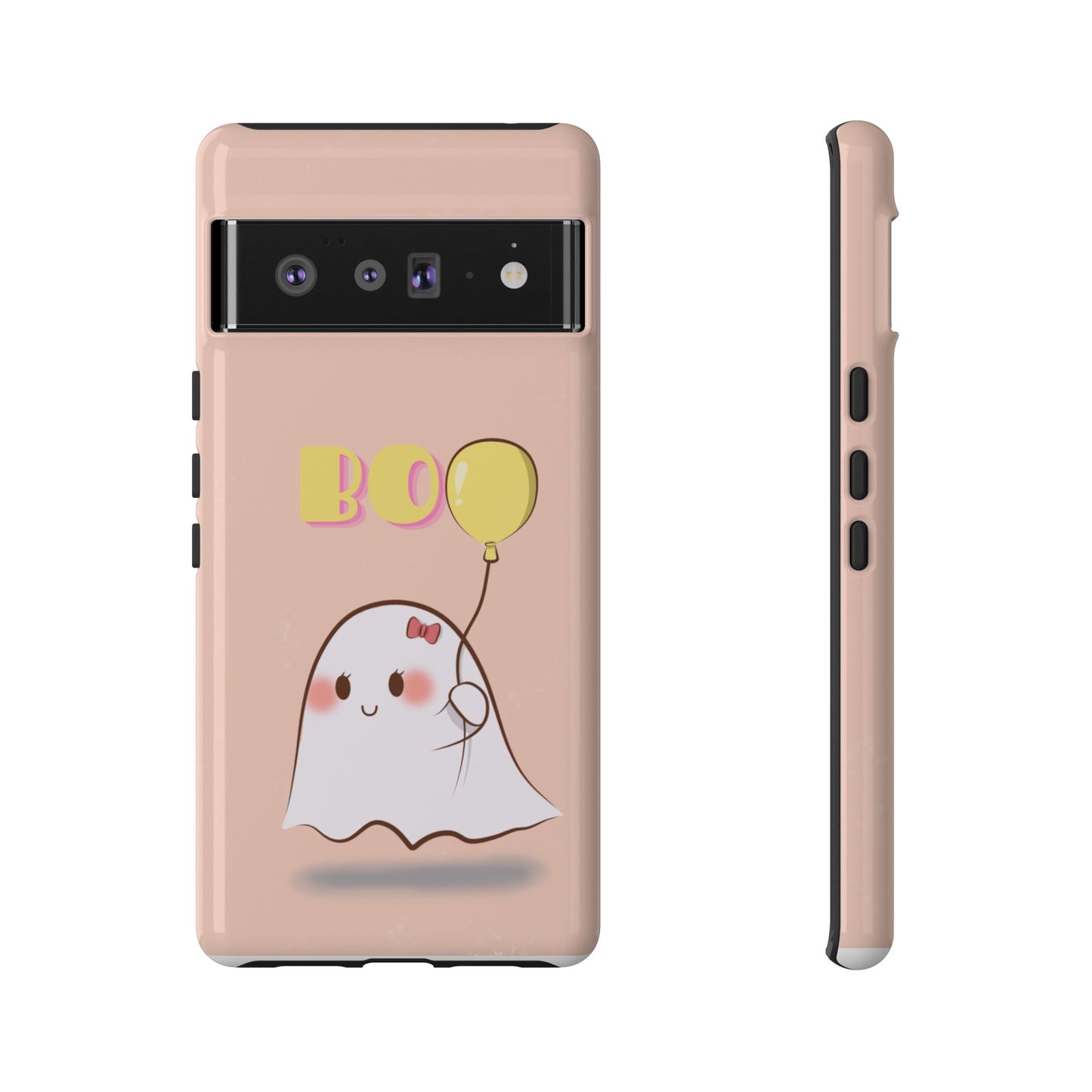 Cute Ghost 'Boo' Phone Case – Pink Balloon Protective Case