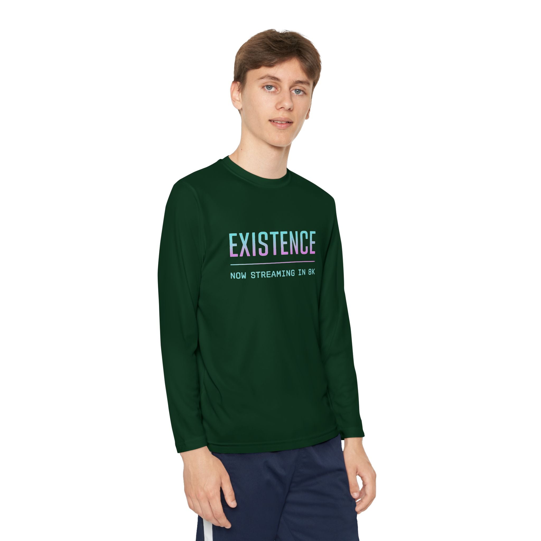 Youth Motivational Long Sleeve Tee - Vibrant Orange "Existence, How Striving Defines Me", Gift for Kids, Sportswear, Everyday Wear, [...]