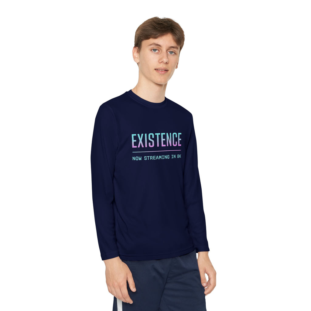 Youth Motivational Long Sleeve Tee - Vibrant Orange "Existence, How Striving Defines Me", Gift for Kids, Sportswear, Everyday Wear, [...]