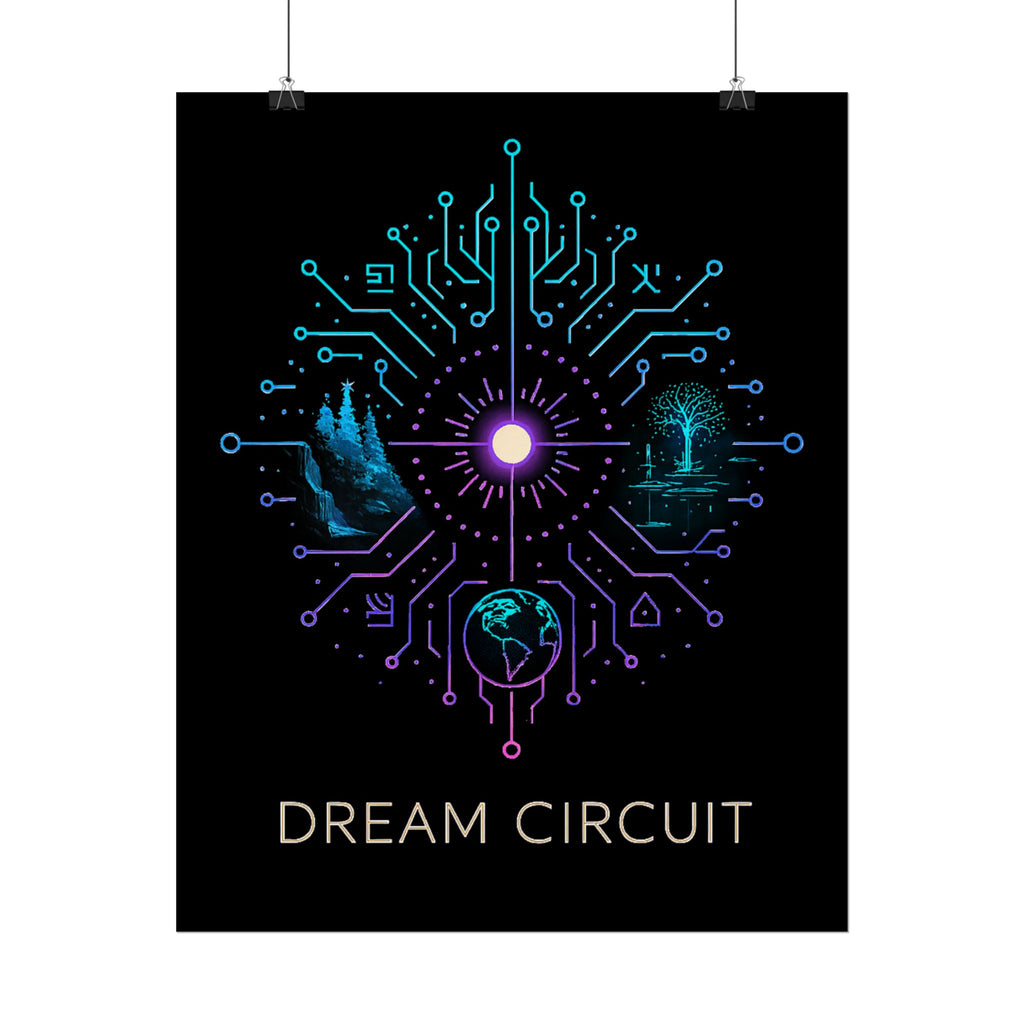 Cyberpunk Art Print, Dream Circuit Poster, Tech Aesthetic Wall Decor, Unique Gift for Tech Lovers, Modern Home Art