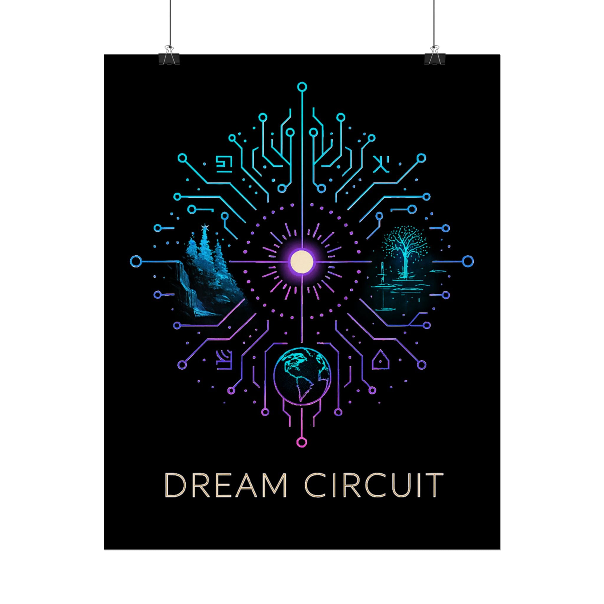 Cyberpunk Art Print, Dream Circuit Poster, Tech Aesthetic Wall Decor, Unique Gift for Tech Lovers, Modern Home Art